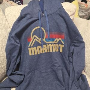 New Marmot XL Blue Graphic Hoodie for Men